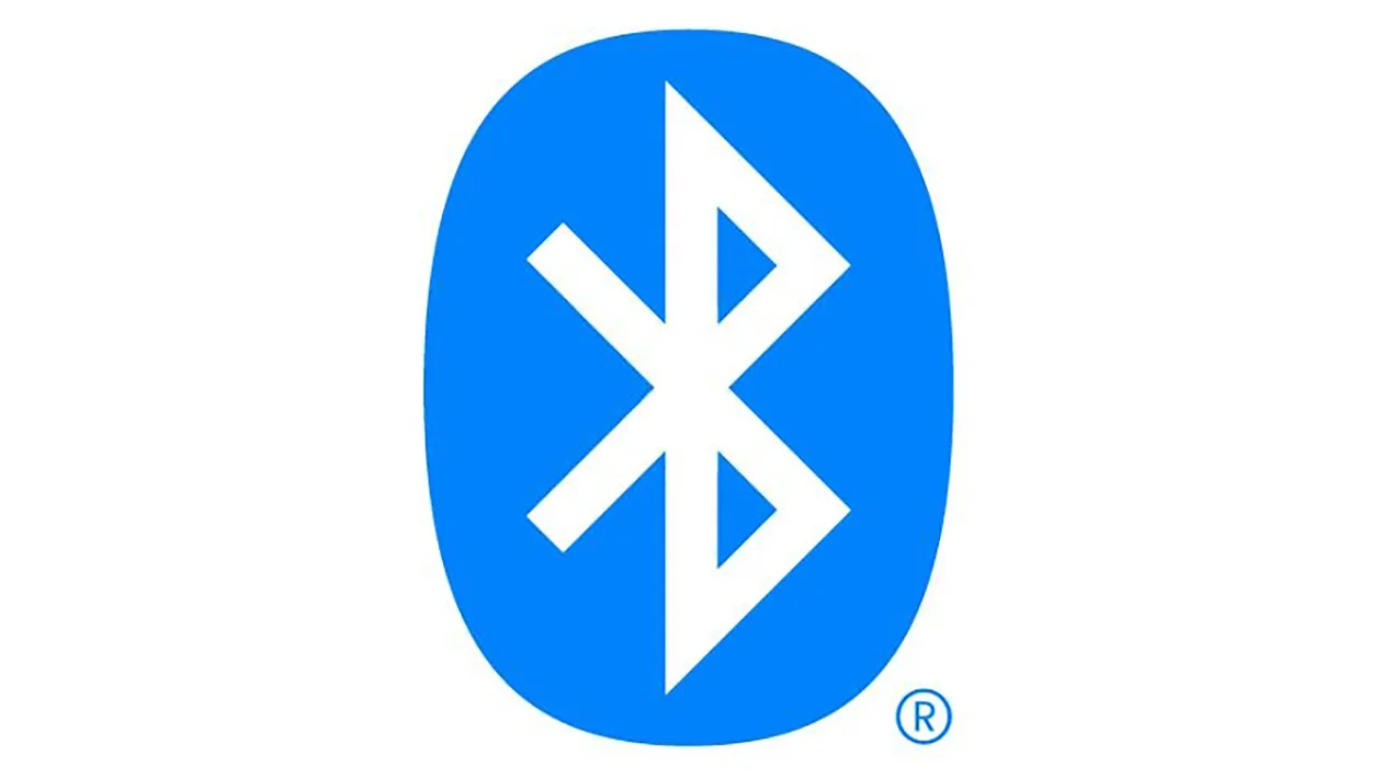 Blue rounded-rectangle background featuring a white Bluetooth symbol (two interlocking runes forming a “B”) with a small ® trademark.