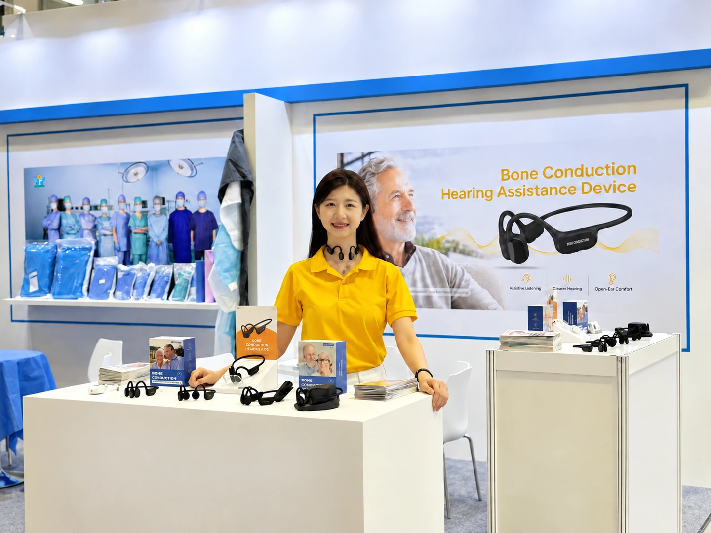 2026年9月にシンガポールで開催される展示会におけるAlova奈听の代表者と骨伝導補聴器製品