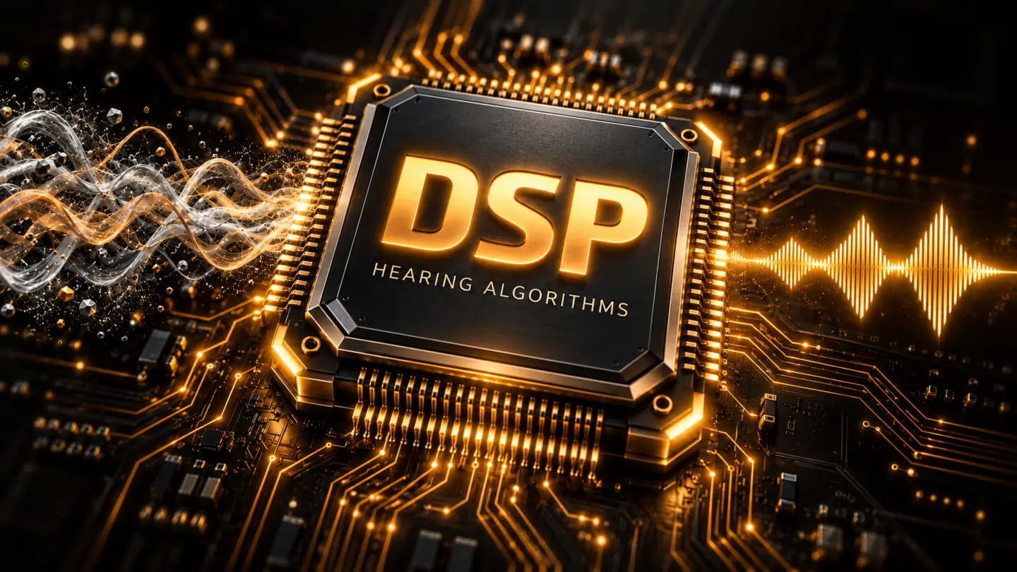 DSP-hooralgoritme-processor met golfvormvisualisatie