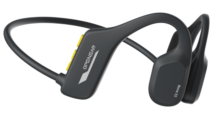 OPENEAR Bone X2 current model with yellow controls on a white background
